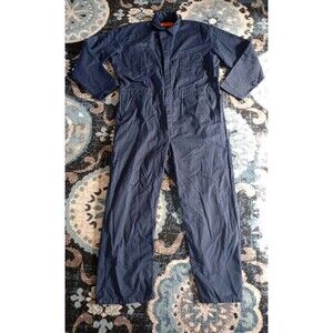 VTG Red Kap Workwear Coveralls Men 44 RG Zip Navy Jumpsuit Mechanic Nomex Aramid